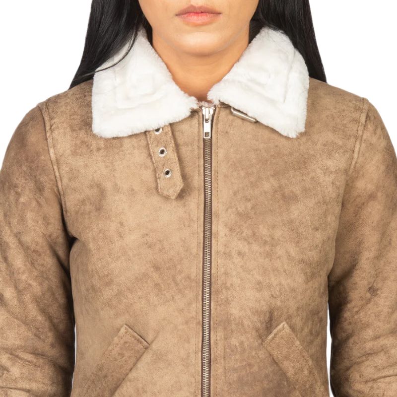 Sherilyn B-3 Distressed Brown Leather Bomber Jacket