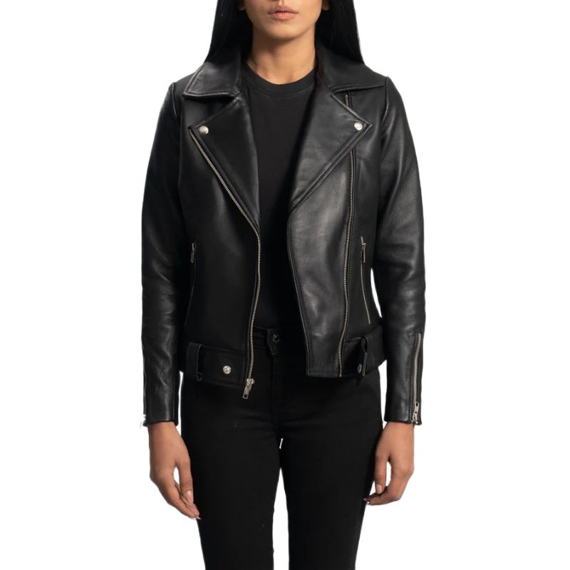 Rumy Black Leather Biker Jacket