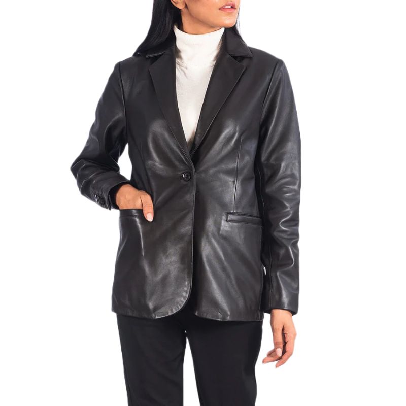 Norma Black Leather Blazer