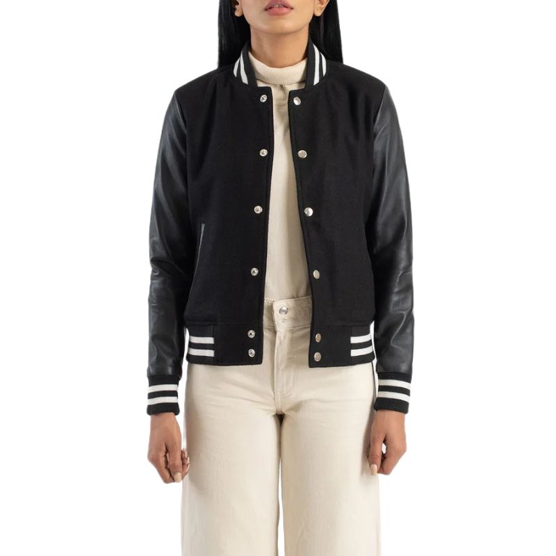 Savant Black Hybrid Varsity Jacket