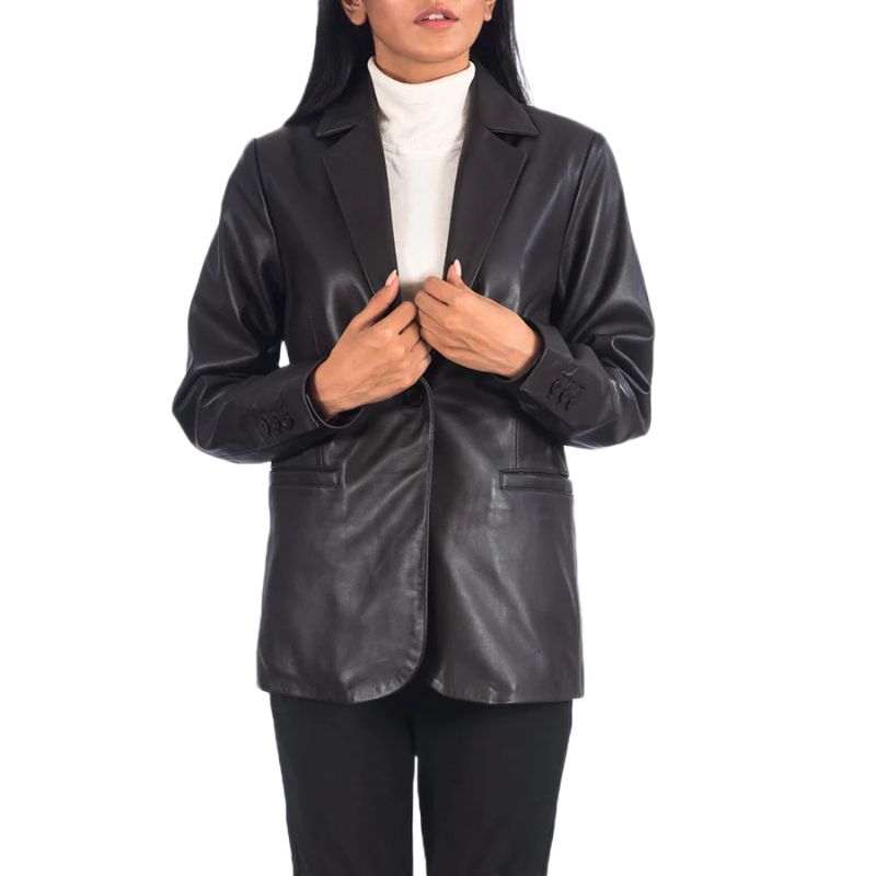 Norma Black Leather Blazer