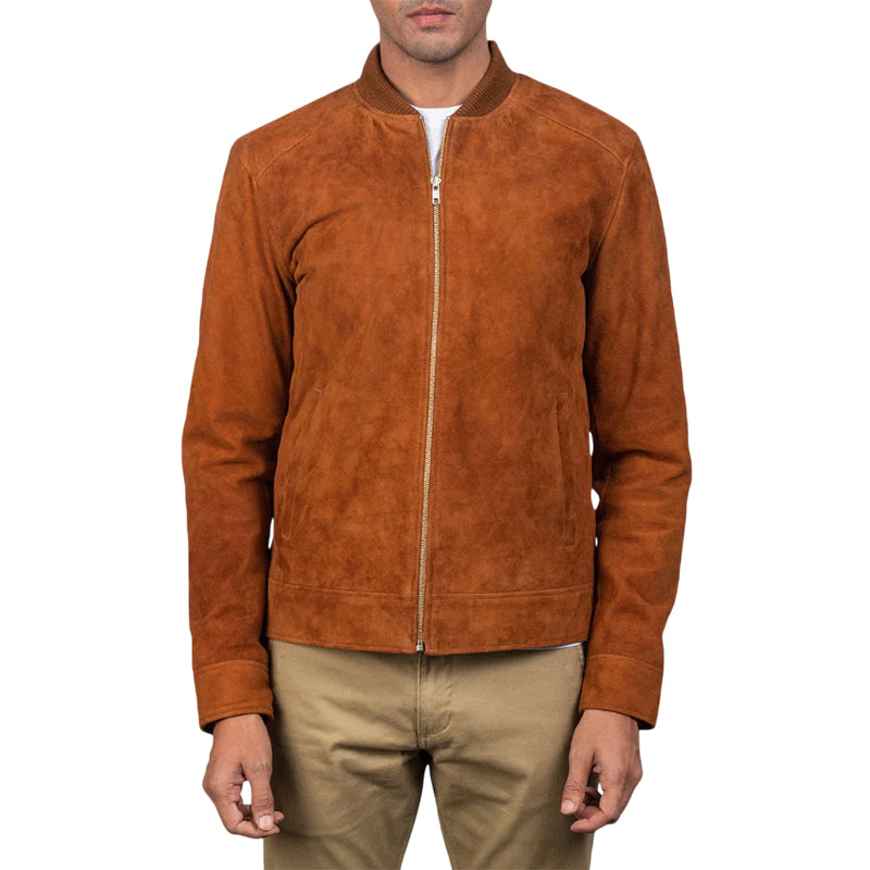 Blain Brown Suede Bomber Jacket