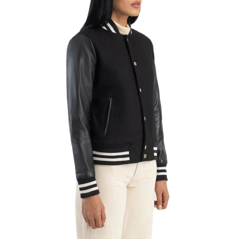 Savant Black Hybrid Varsity Jacket