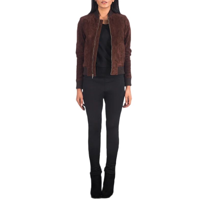 Bliss Brown Suede Bomber Jacket