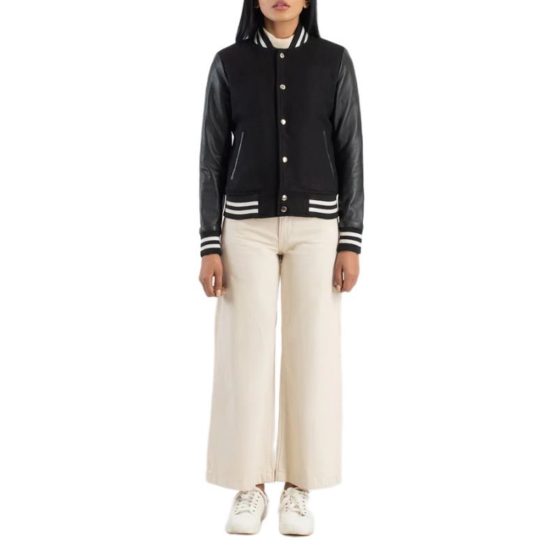 Savant Black Hybrid Varsity Jacket