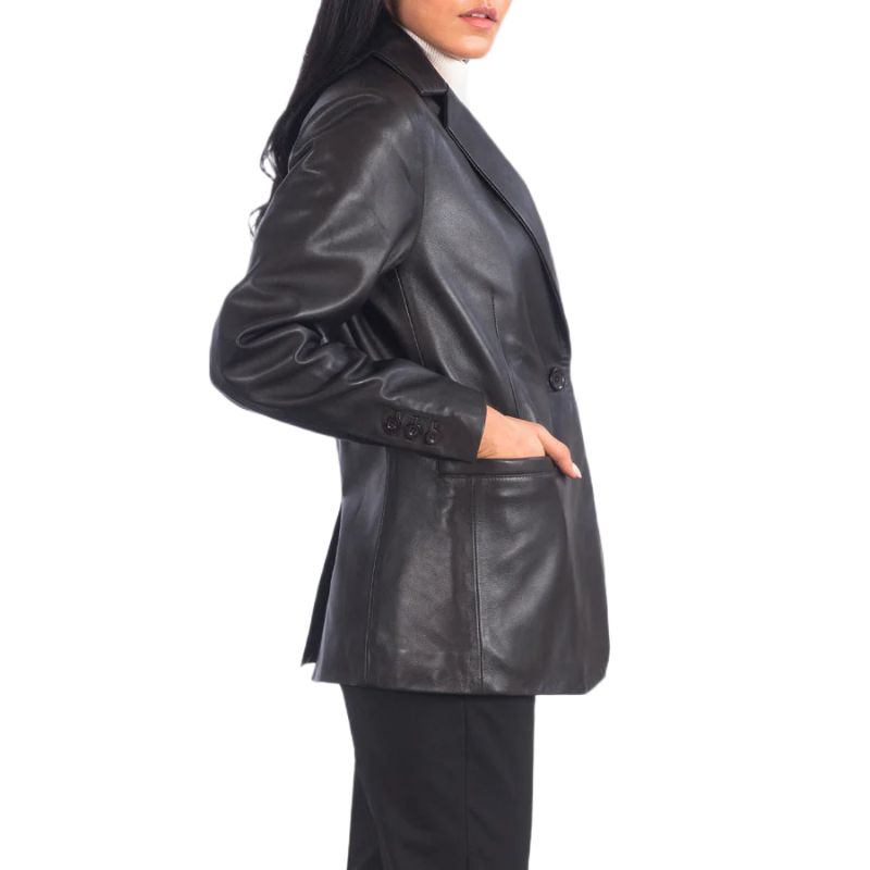 Norma Black Leather Blazer