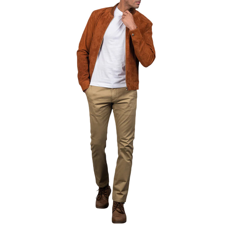 Blain Brown Suede Bomber Jacket