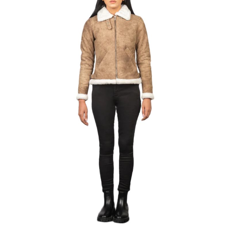 Sherilyn B-3 Distressed Brown Leather Bomber Jacket