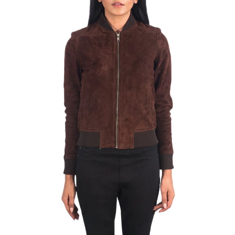 Bliss Brown Suede Bomber Jacket