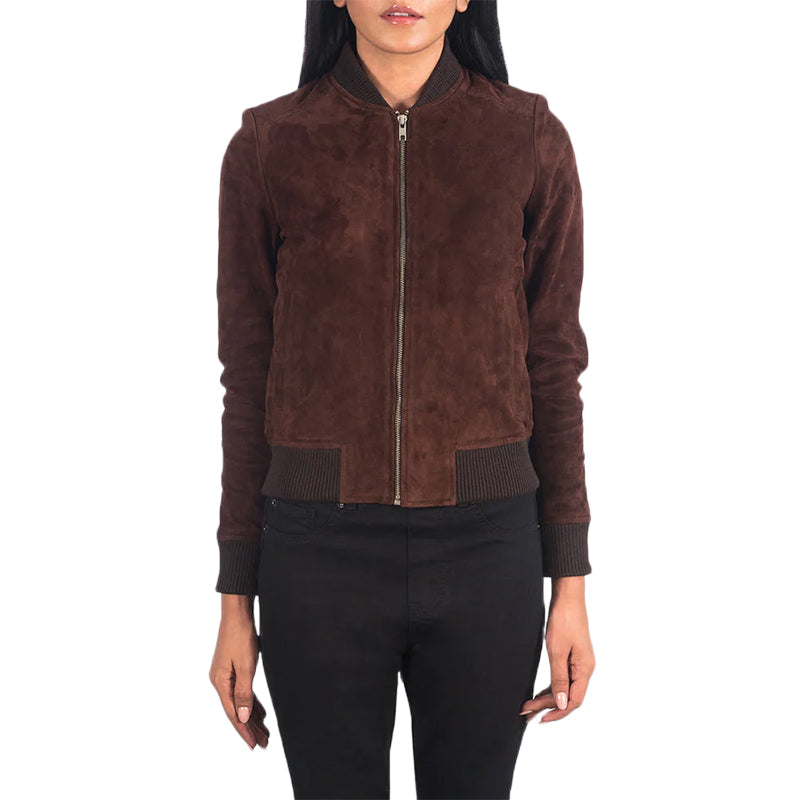 Bliss Brown Suede Bomber Jacket