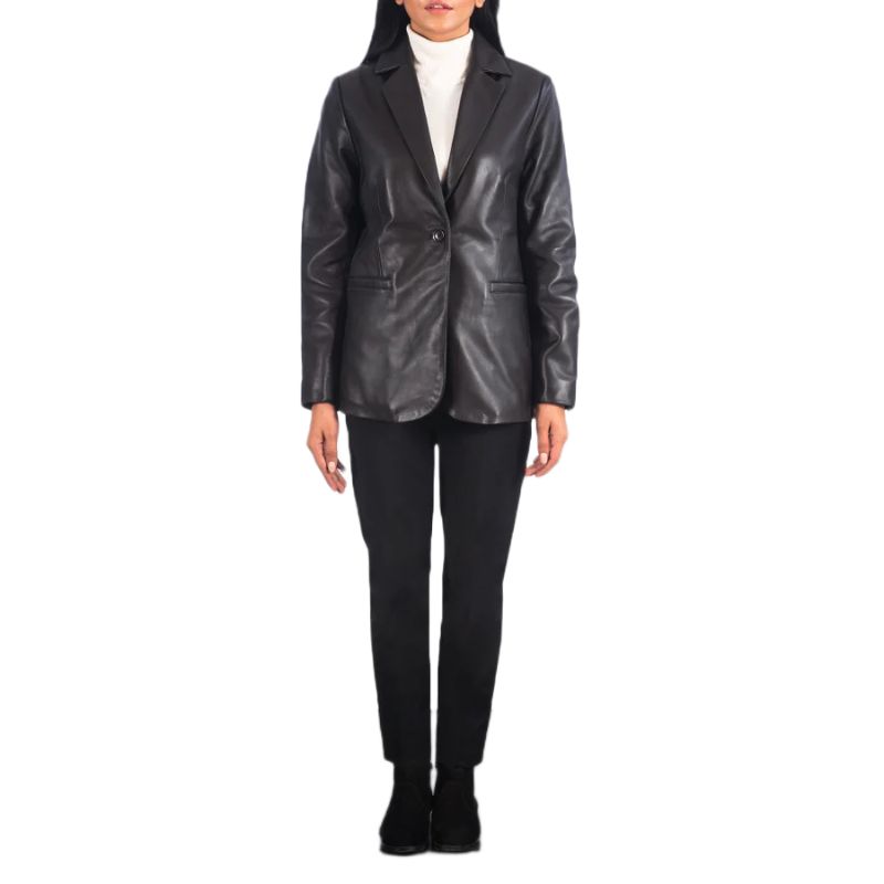 Norma Black Leather Blazer