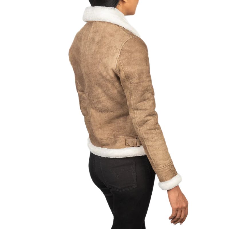 Sherilyn B-3 Distressed Brown Leather Bomber Jacket