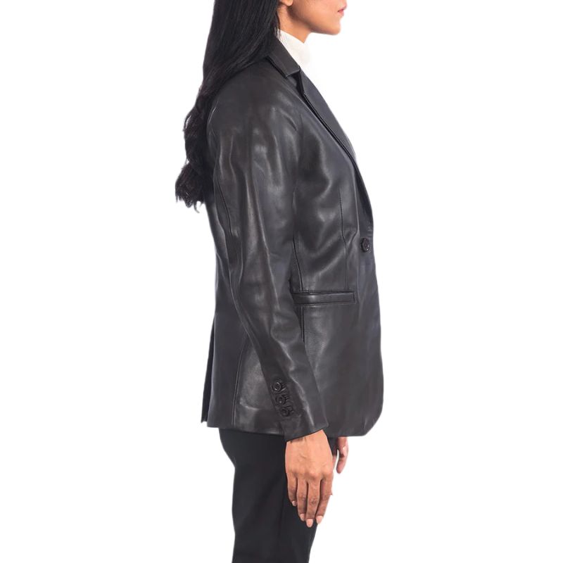 Norma Black Leather Blazer