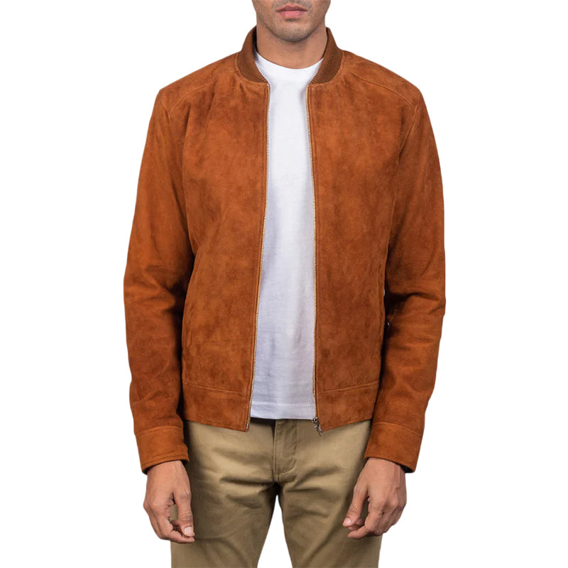 Blain Brown Suede Bomber Jacket