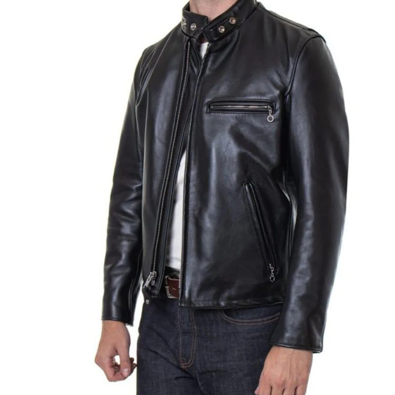 Classic Black Horsehide Racer Jacket Timeless Motorcycle Style