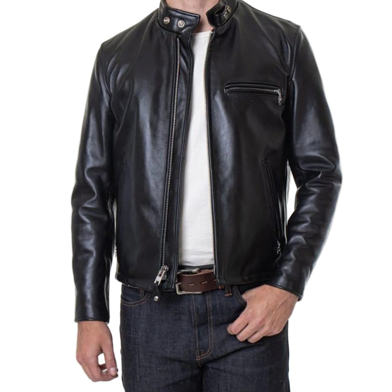 Classic Black Horsehide Racer Jacket Timeless Motorcycle Style