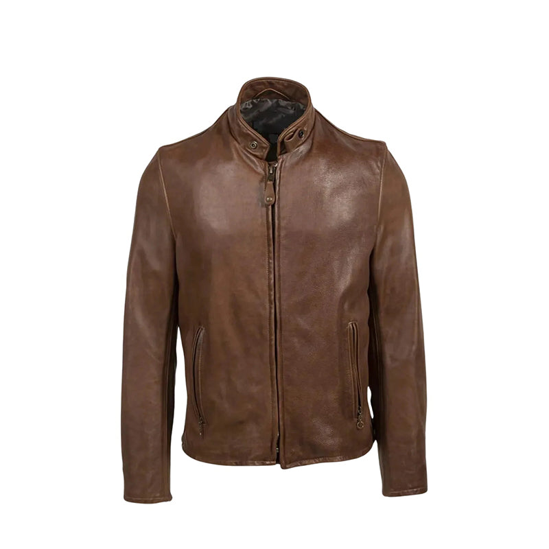 Vintaged Cowhide Cafe Racer Jacket Distressed Motorcycle Style