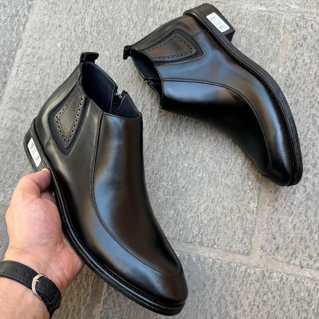 Black Pure Leather Men's Shoes