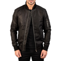 Bomia Ma-1 Distressed Black Leather Bomber Jacket