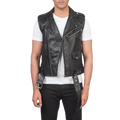 Sullivan Black Leather Biker Vest
