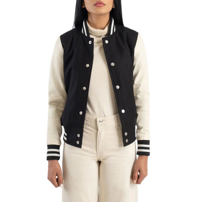 Savant Black & White Hybrid Varsity Jacket