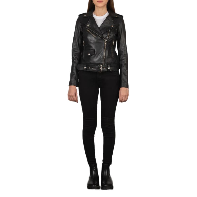 Alison Black Leather Biker Jacket