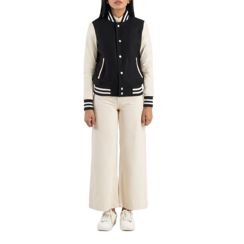 Savant Black & White Hybrid Varsity Jacket