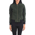 Bliss Green Suede Bomber Jacket