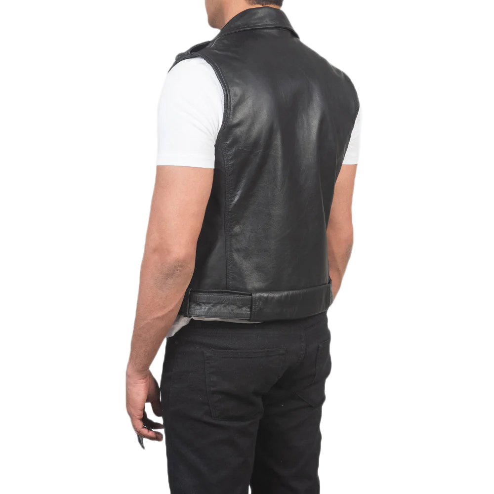 Sullivan Black Leather Biker Vest