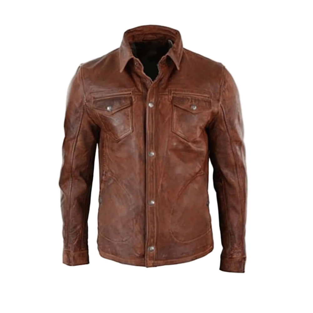 Men’s Real Lambskin Leather Trucker Jacket