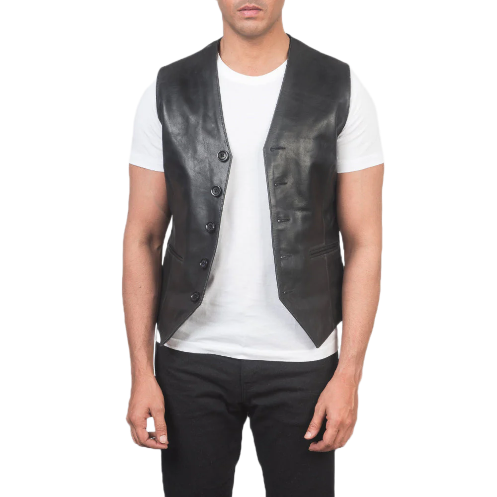 Auden Black Leather Vest