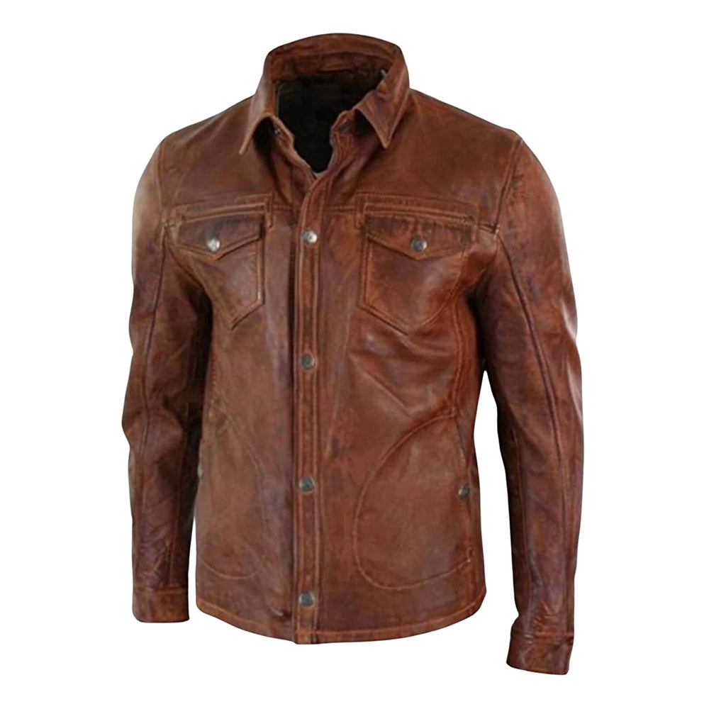Men’s Real Lambskin Leather Trucker Jacket