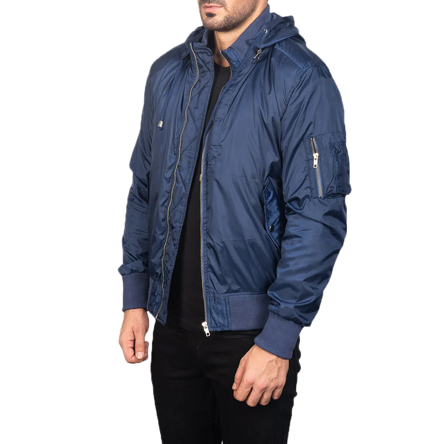 Hanklin Ma-1 Blue Hooded Bomber Jacket
