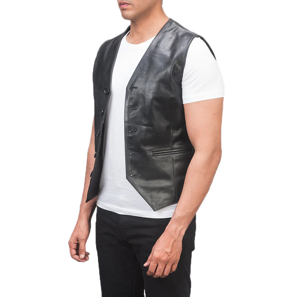 Auden Black Leather Vest
