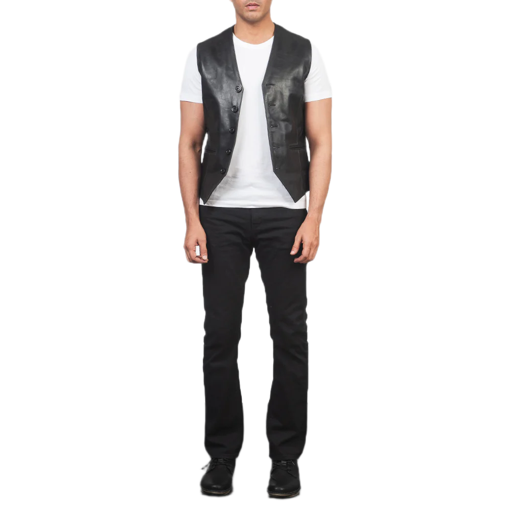 Auden Black Leather Vest