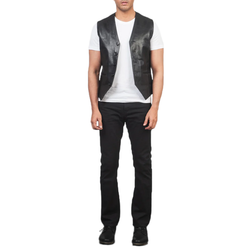 Auden Black Leather Vest