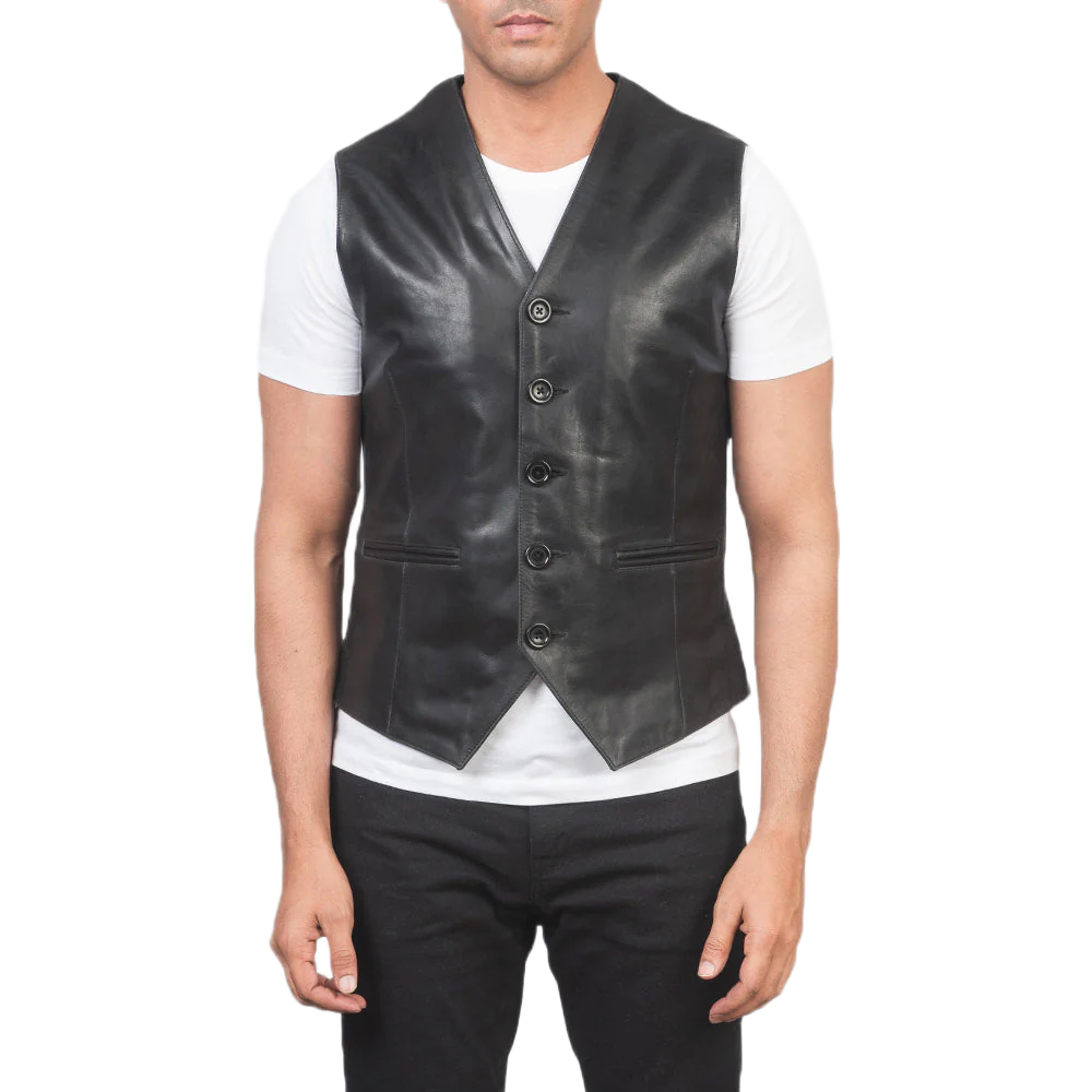 Auden Black Leather Vest