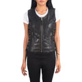Vanda Black Leather Biker Vest