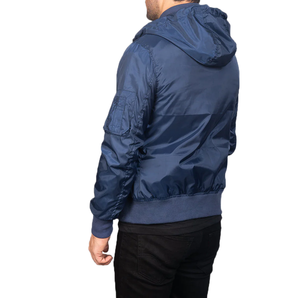 Hanklin Ma-1 Blue Hooded Bomber Jacket
