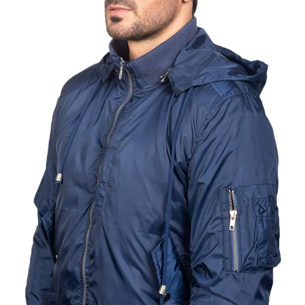 Hanklin Ma-1 Blue Hooded Bomber Jacket