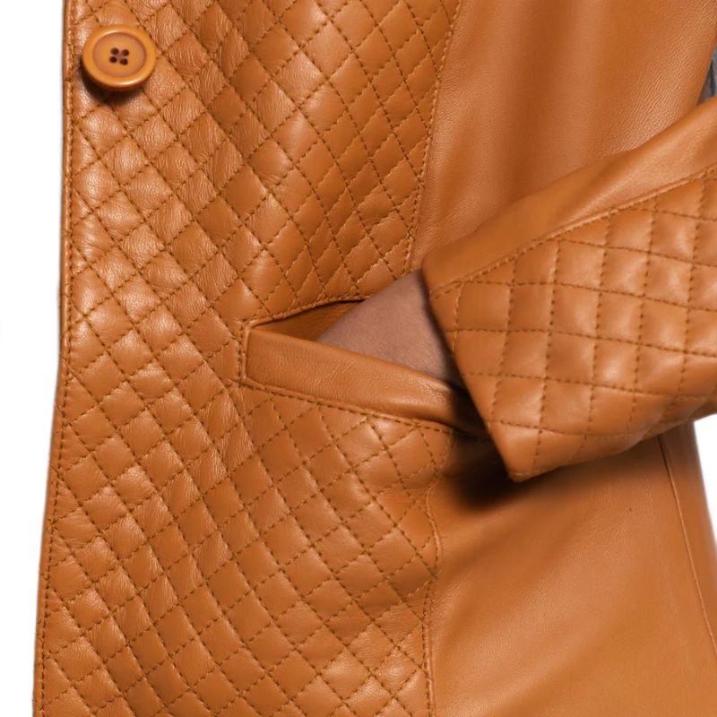 Cora Quilted Brown Leather Blazer