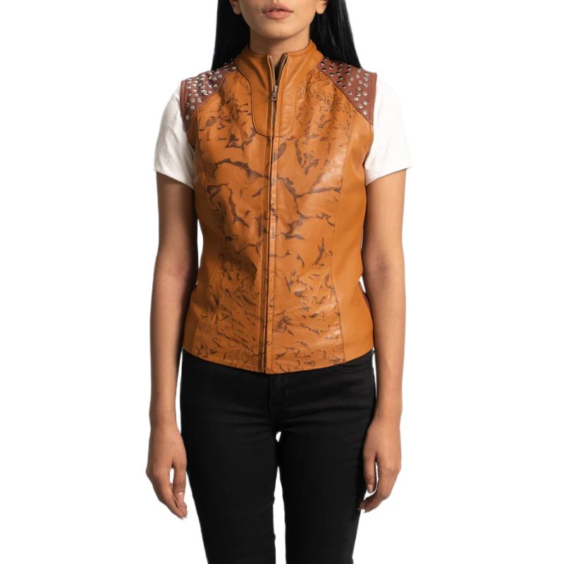 Westina Tan Dye Leather Vest