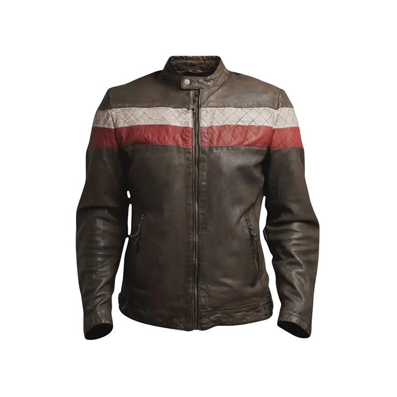 Vintage Leather Motorcycle Jacket for Men