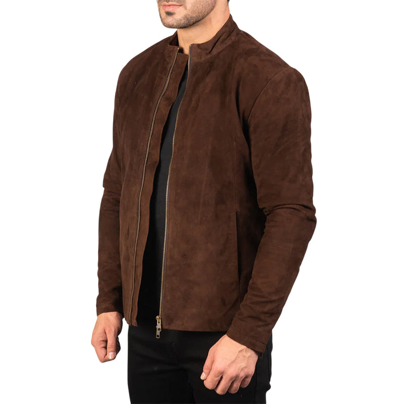 Charcoal Mocha Suede Biker Jacket