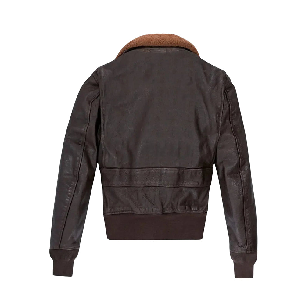 Men’s Brown Cockpit Flight Jacket Shearling Collar