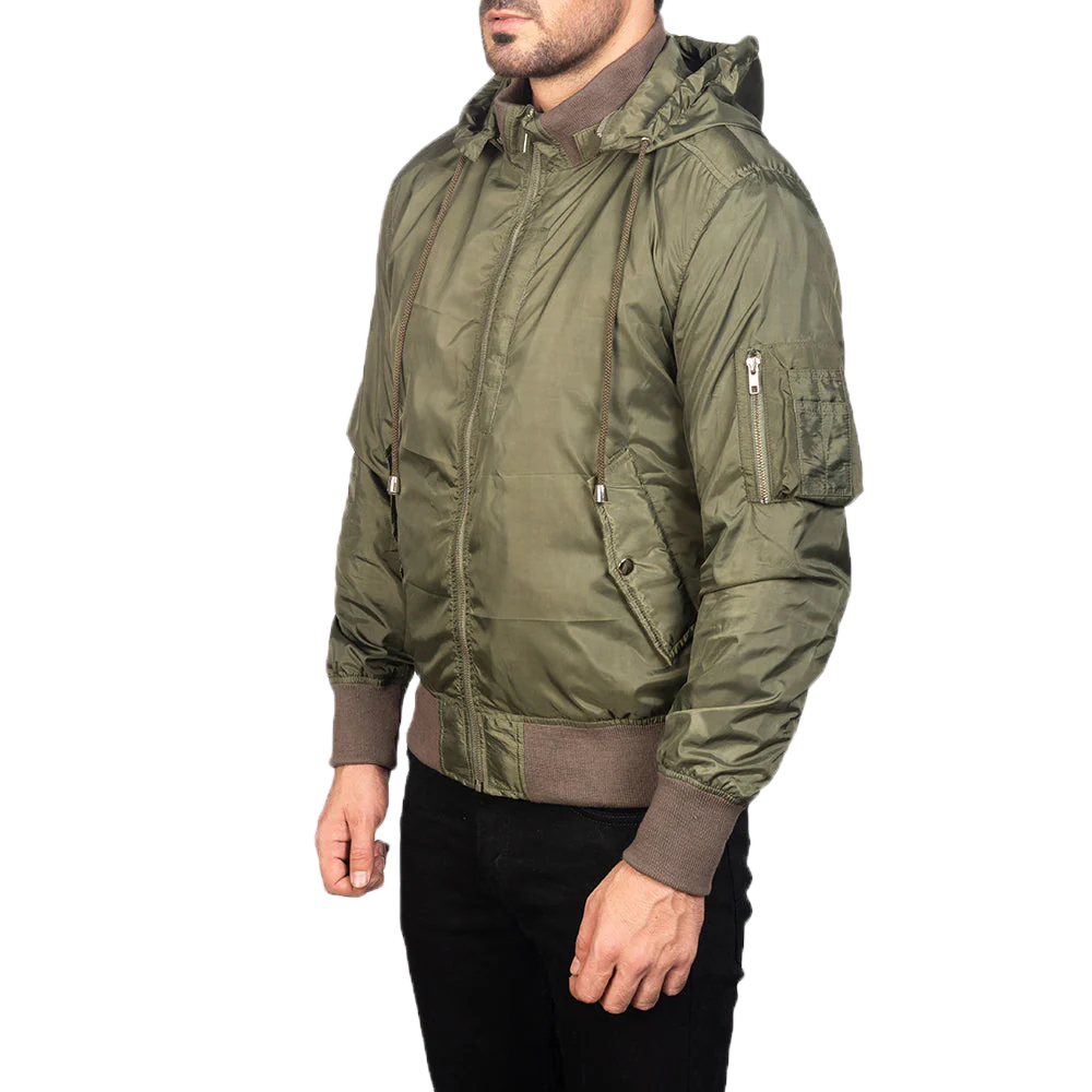 Hanklin Ma-1 Green Hooded Bomber Jacket