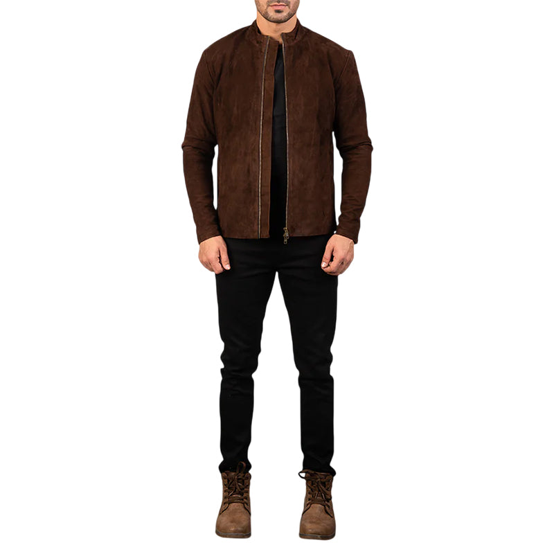 Charcoal Mocha Suede Biker Jacket
