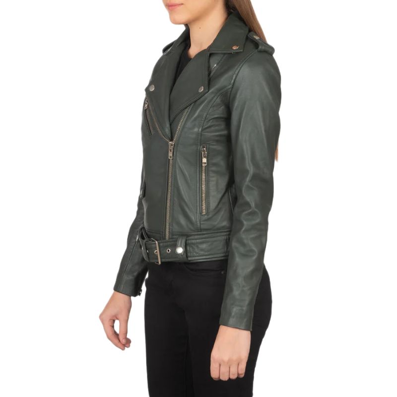 Alison Green Leather Biker Jacket