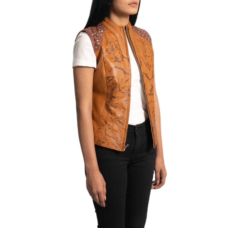 Westina Tan Dye Leather Vest