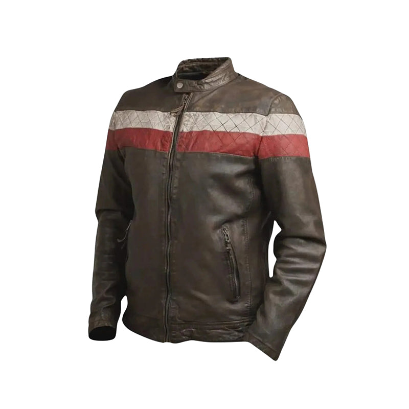 Vintage Leather Motorcycle Jacket for Men